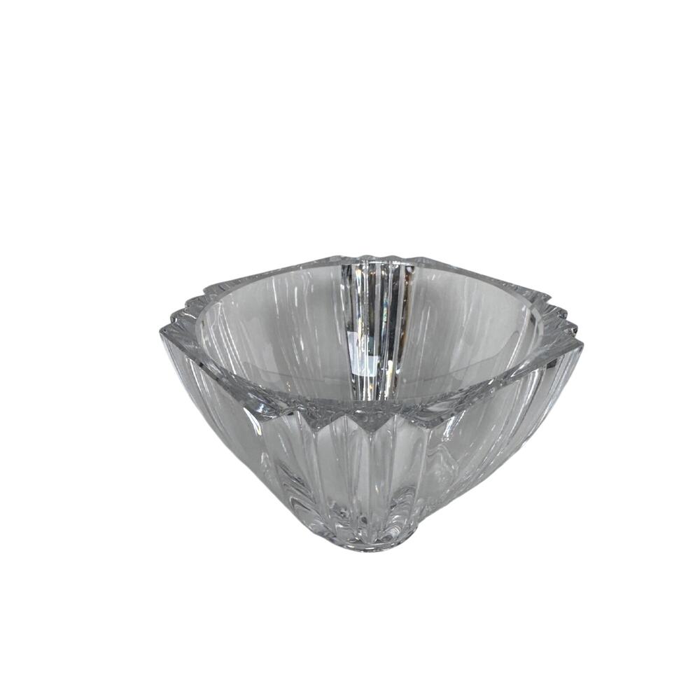 vintage Kosta Boda Sweden Crystal Roman Bowl Fluted Art Glass Bengt Edenfalk